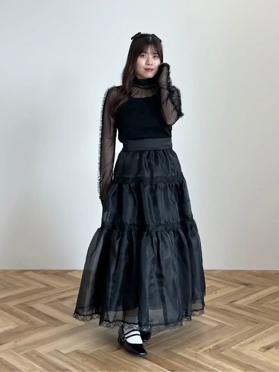 未使用　Areeam オーガンジーティアードスカート　ボリュームスカート オーガンジーティアードスカート/Areeam（アリーム）のフレアスカート