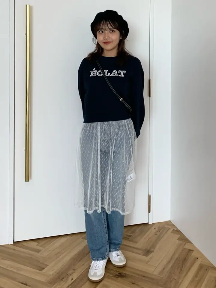 SET2点レースロゴプルオーバー+チュールワンピ/earth music&ecology