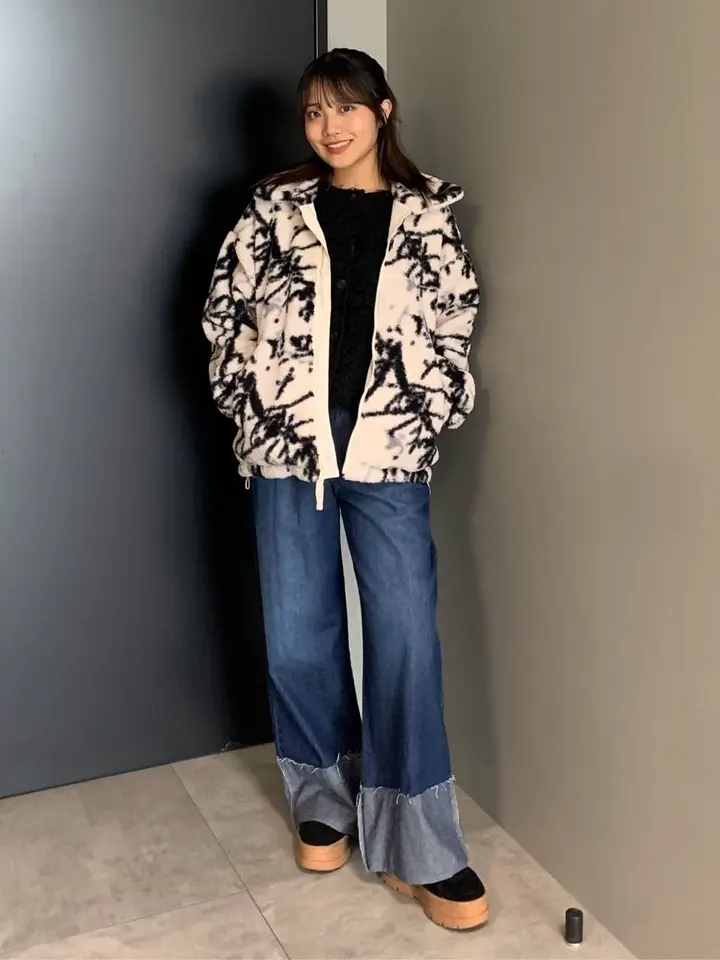 ⭐️3日間限定価格⭐️プリーツプリーズ黒ボア襟取り外しブルゾン極美品⭐️ THIRD MAGAZINE×mikomori /ボアボクシーブルゾン(A0843FJM415