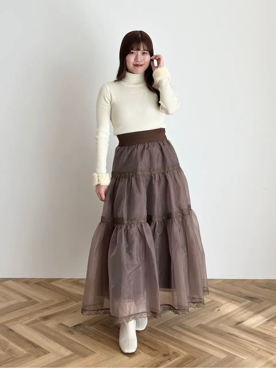 未使用　Areeam オーガンジーティアードスカート　ボリュームスカート オーガンジーティアードスカート/Areeam（アリーム）のフレアスカート