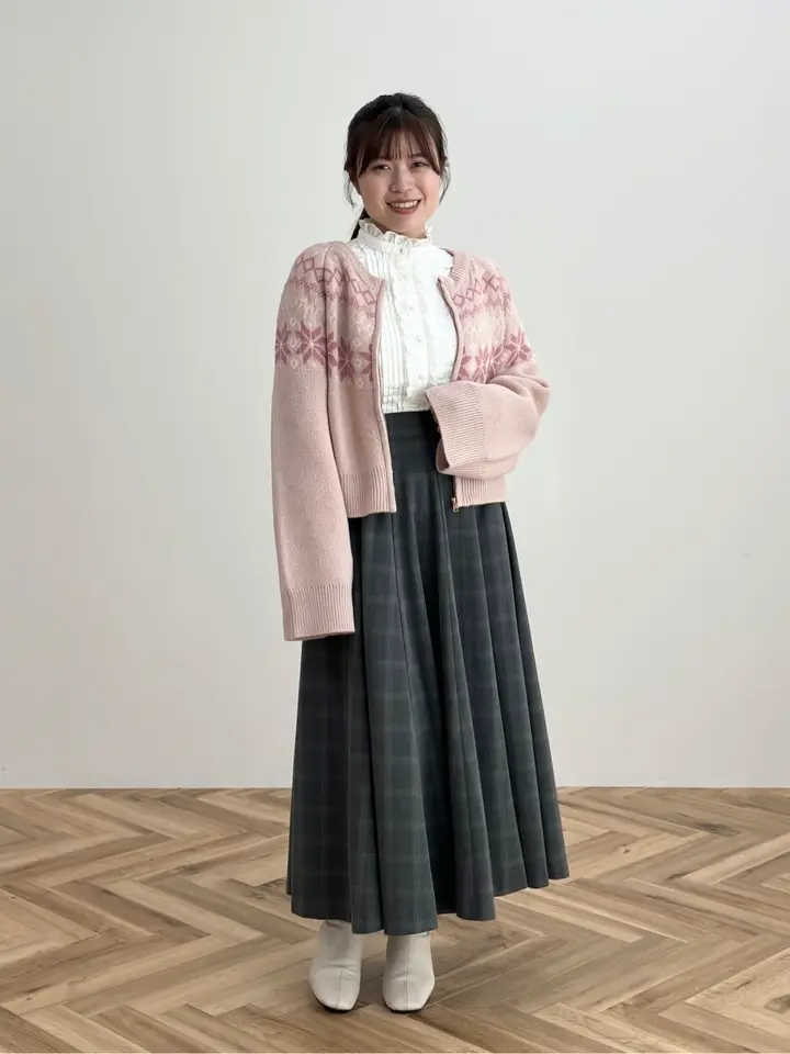 ノルディック柄ニットジップカーディガン/Areeam（アリーム）の