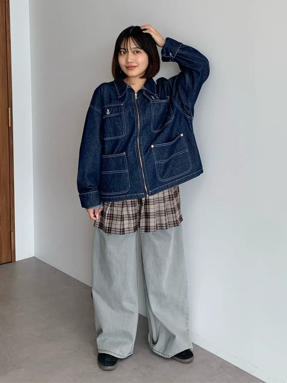 タグ付きFASHIRU スタンドカラーデニムブルゾン　試着のみ タグ付きFASHIRU スタンドカラーデニムブルゾン 試着のみ