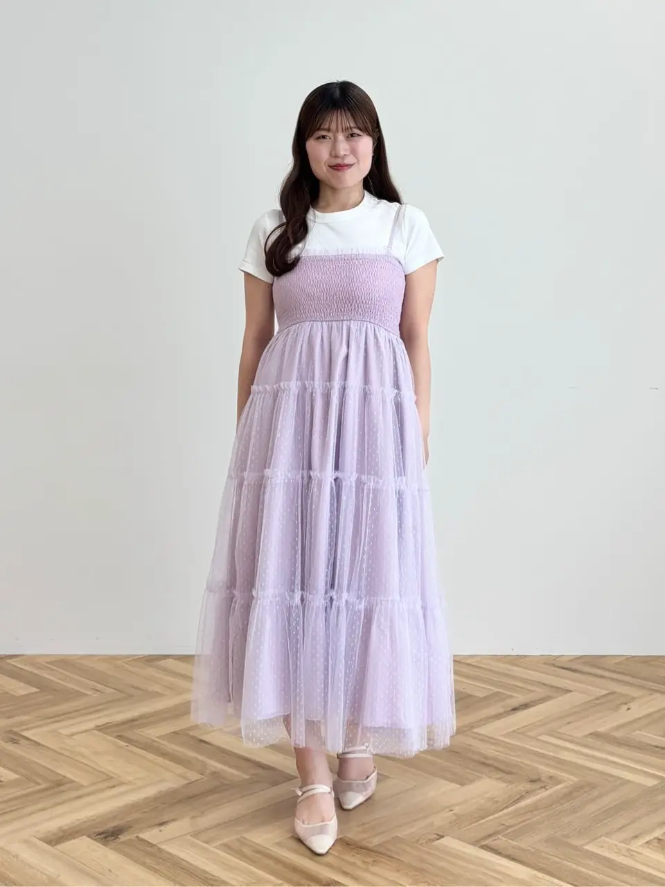 Areeam　ドナルド　チュールワンピース　ライトブルー チュールドッキングニットワンピース/Areeam（アリーム）のニット
