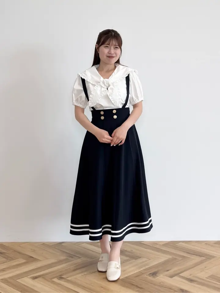 紗栄子さんS/Sコラボ❤︎Aラインフレアノースリーブブラウス　付け襟セット❤︎ le coq sportif golf 【Aライン】袖ライン襟付きシャツ -デサント