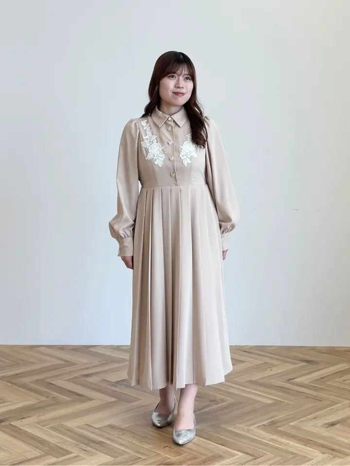 ミッキー/レース付きプリーツシャツワンピース/Areeam（アリーム）の