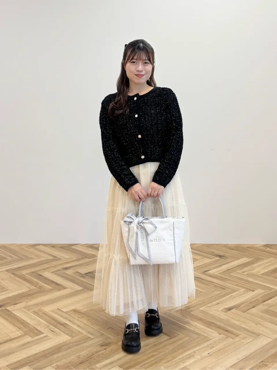 ツイードニットカーディガン/Maison de FLEUR Petite Robe（メゾンド