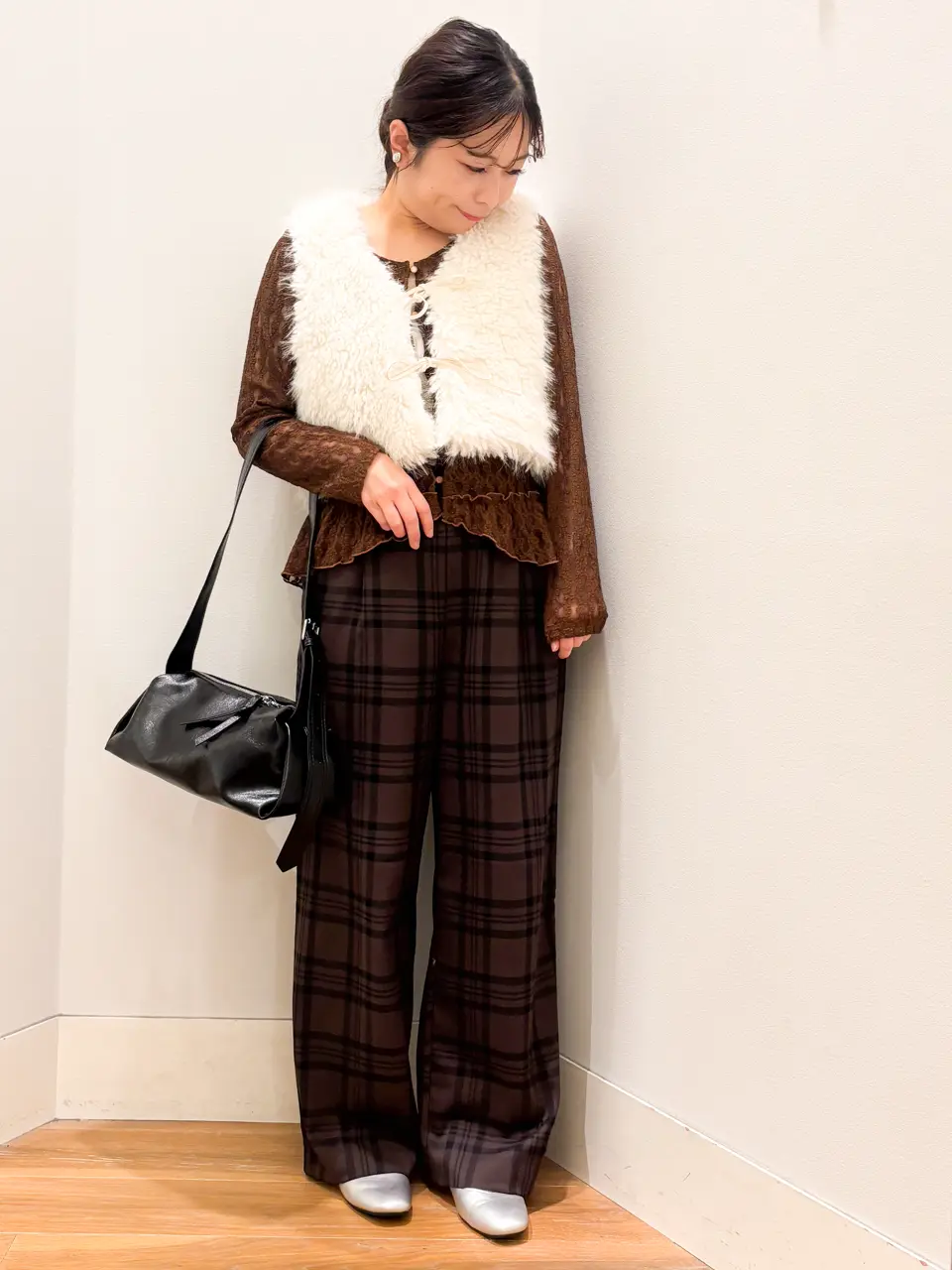 フェイクファーショートジレ/earth music&ecology（アース