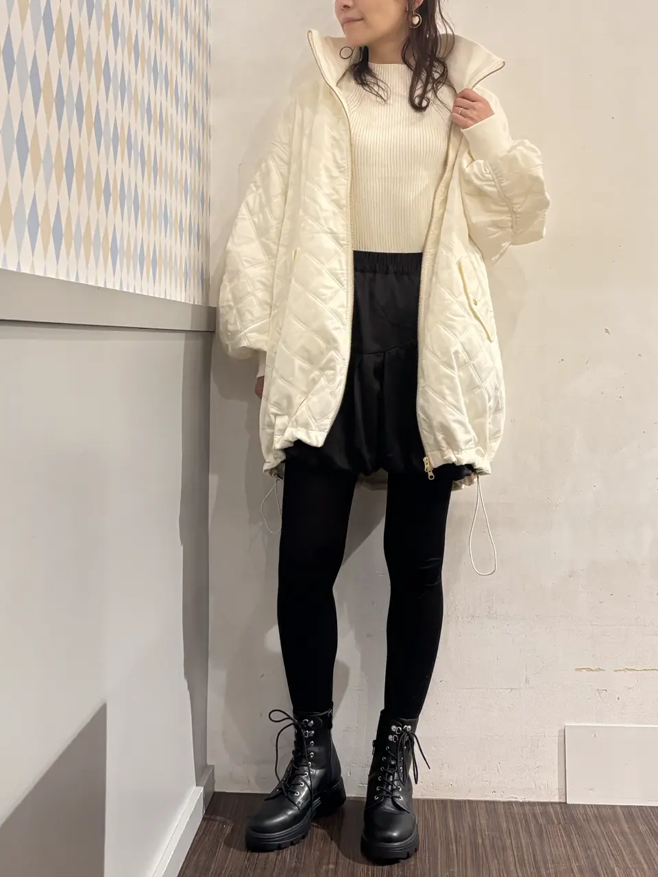 ⭐︎新品未使用タグ付き⭐︎MAMU キルティングバルーンコート　カーキ色 新品タグ付き MAMU キルティングバルーンコート 【公式通販】