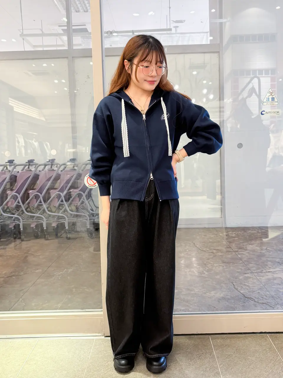 レースコードダブルジップニットパーカー/earth music&ecology（アース