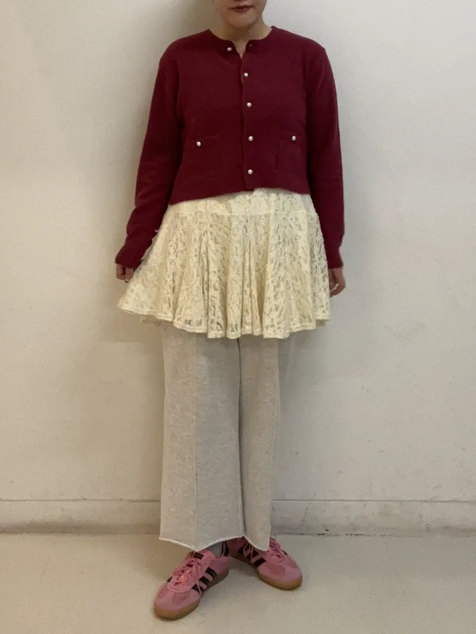 フロントギャザー起毛レースミニワンピース/earth music&ecology