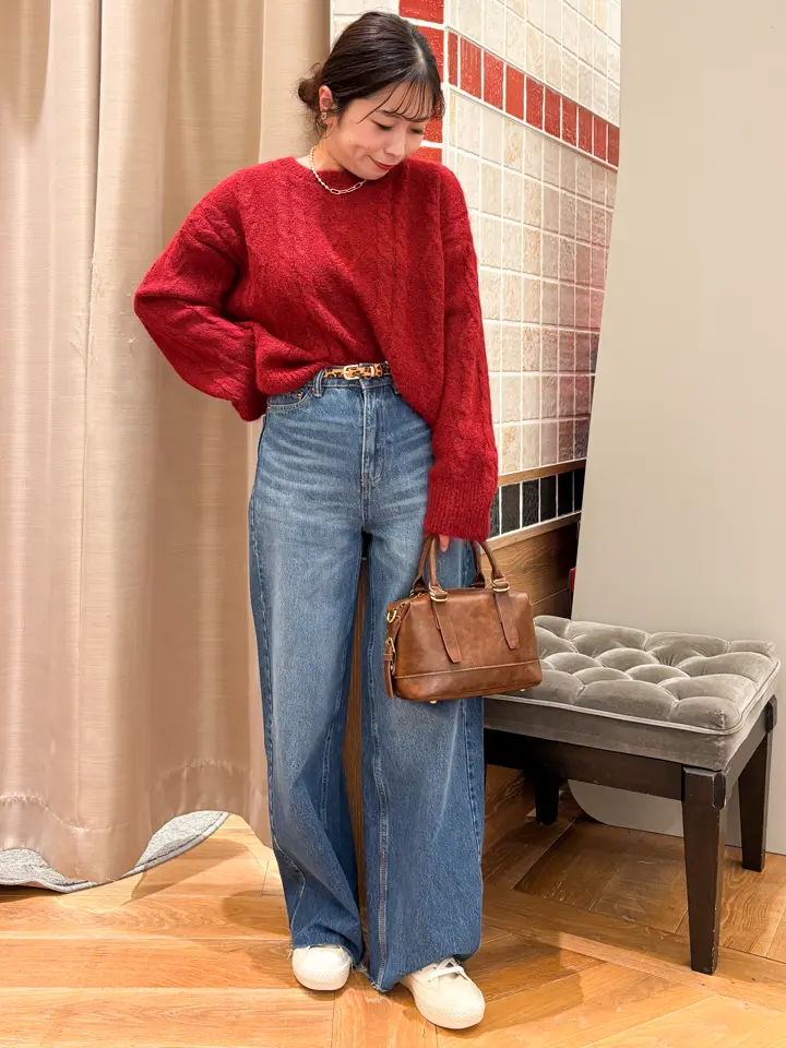 モヘヤタッチケーブルニットプルオーバー/earth music&ecology（アース