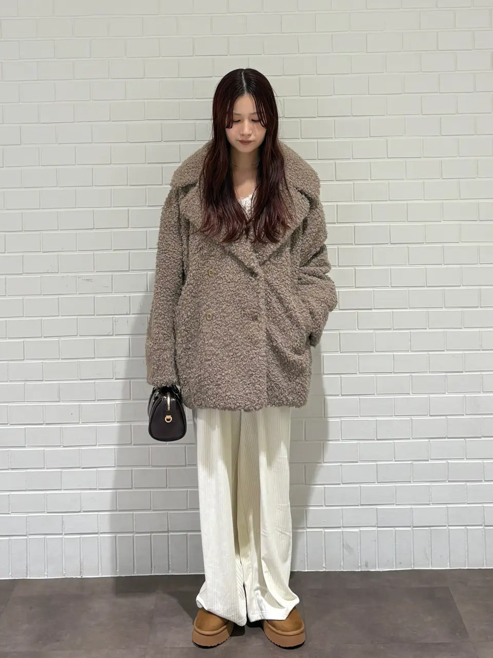 シャギーミックス透かしハート柄ニット/earth music&ecology（アース