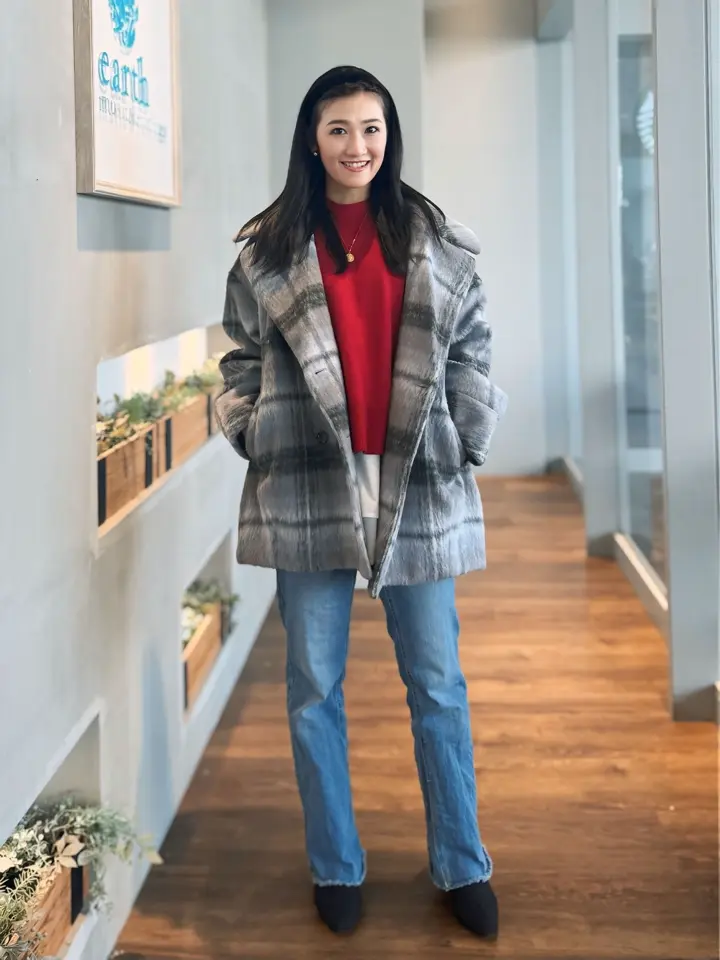 チェックシャギーコート/earth music&ecology（アース ミュージック