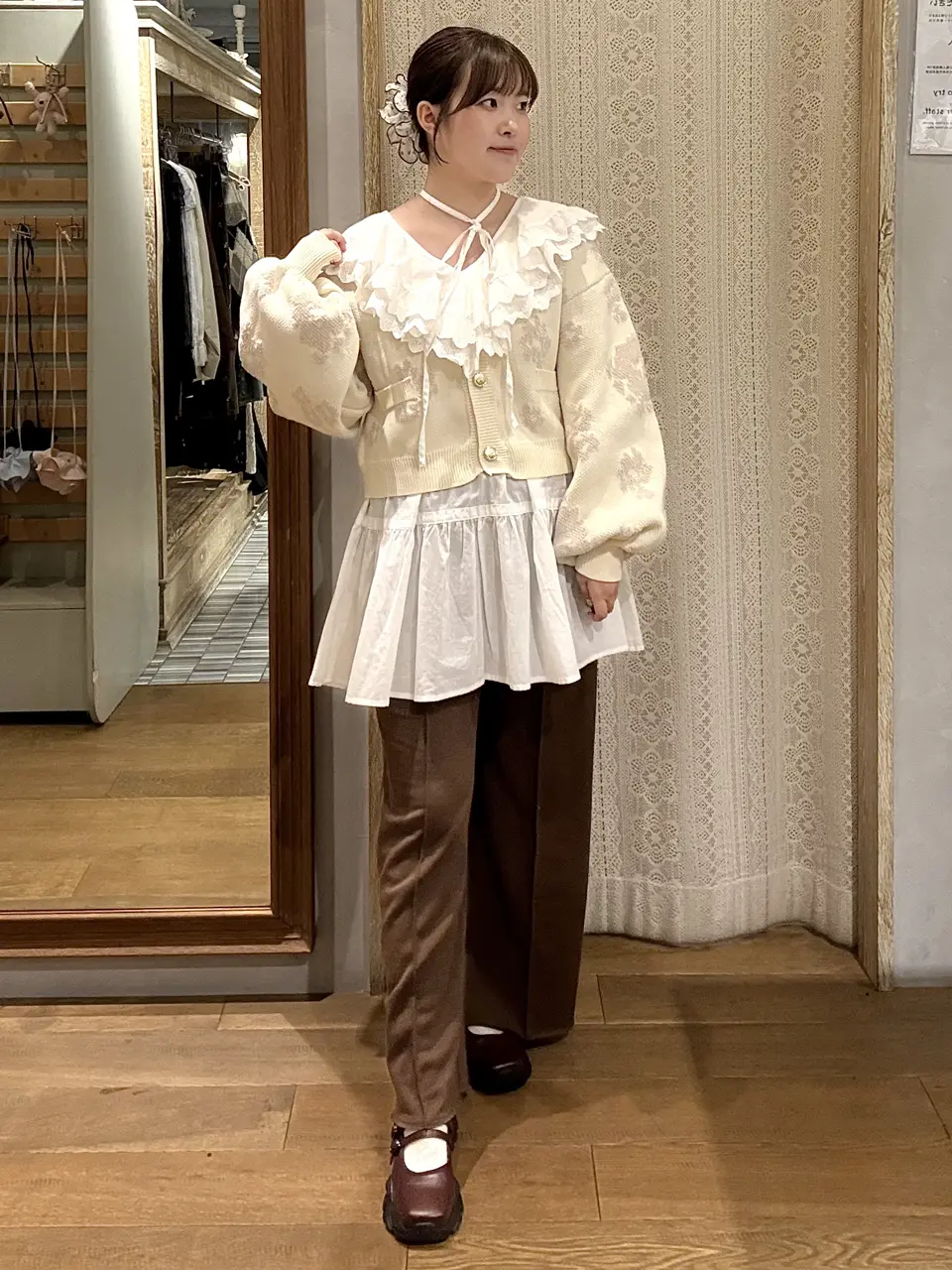 SET2点フラワージャガードカーデ+ビスチェ/earth music&ecology