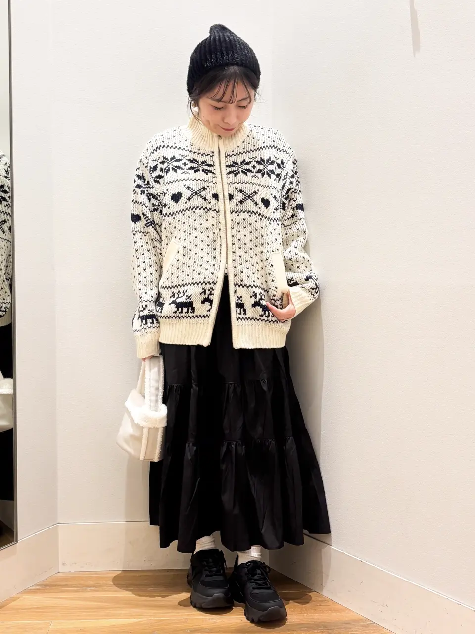 ≪USED≫ダブルzipノルディックカウチンニットカーディガン/earth