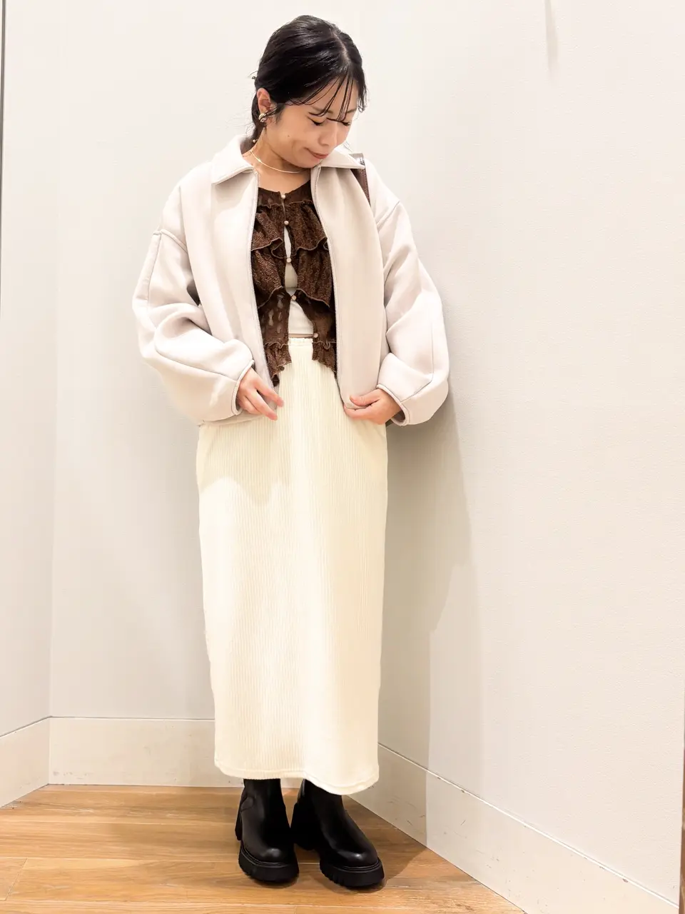 ダンボールニットZIPブルゾン/earth music&ecology（アース