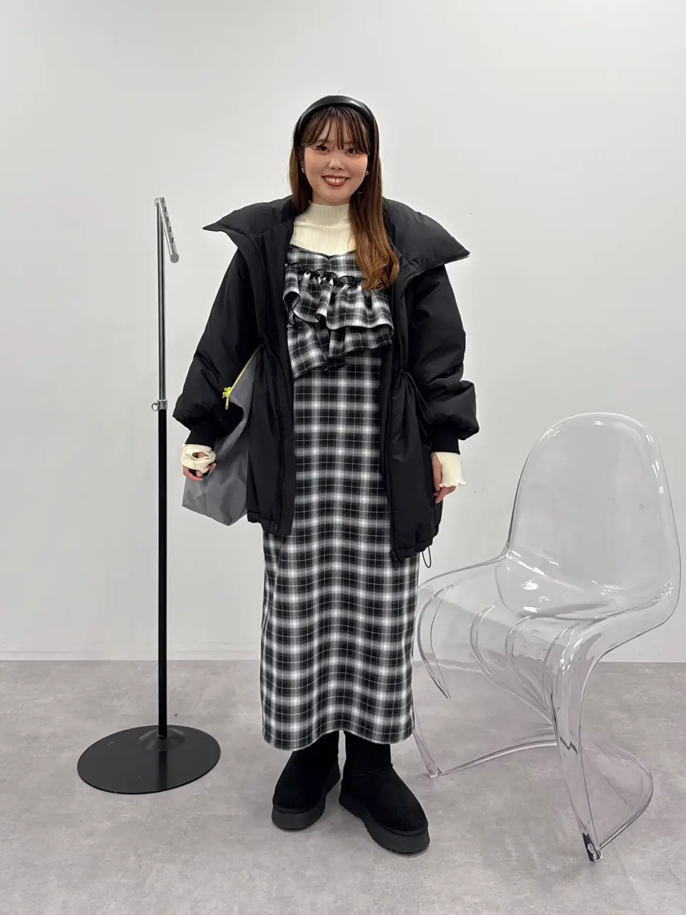 2wayフリルチェックキャミワンピース/earth music&ecology（アース