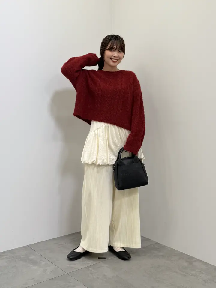 ✨新品タグ付き✨ハンドニットケーブルプルオーバー モヘヤ混 モヘヤニットプルオーバー / BCA12409WA 佐藤繊維のファッション