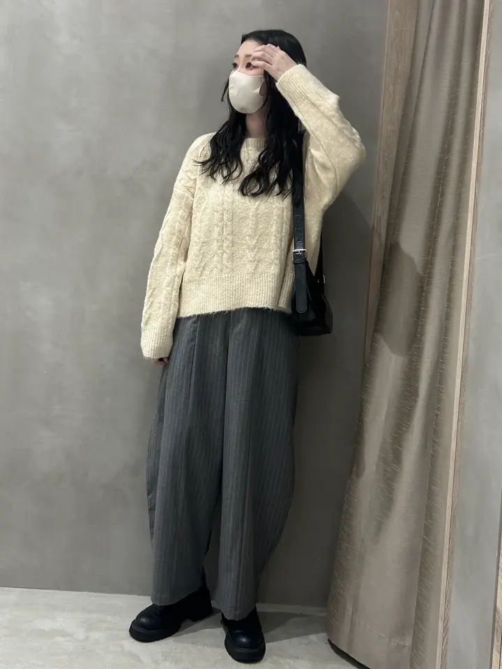 モヘヤタッチケーブルニットプルオーバー/earth music&ecology（アース