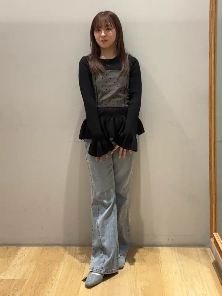 りっちゃん♡  スカーフ付きペプラムニットプルオーバー ペプラムサマーニットトップス [C7206] - レディースファッション通販