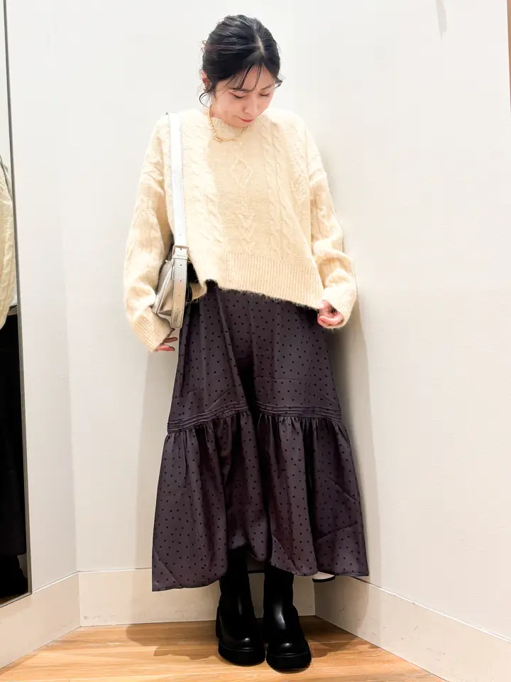 ✨新品タグ付き✨ハンドニットケーブルプルオーバー モヘヤ混 セール】 ライトモヘヤ クルーネックプルオーバー （ニット・セーター