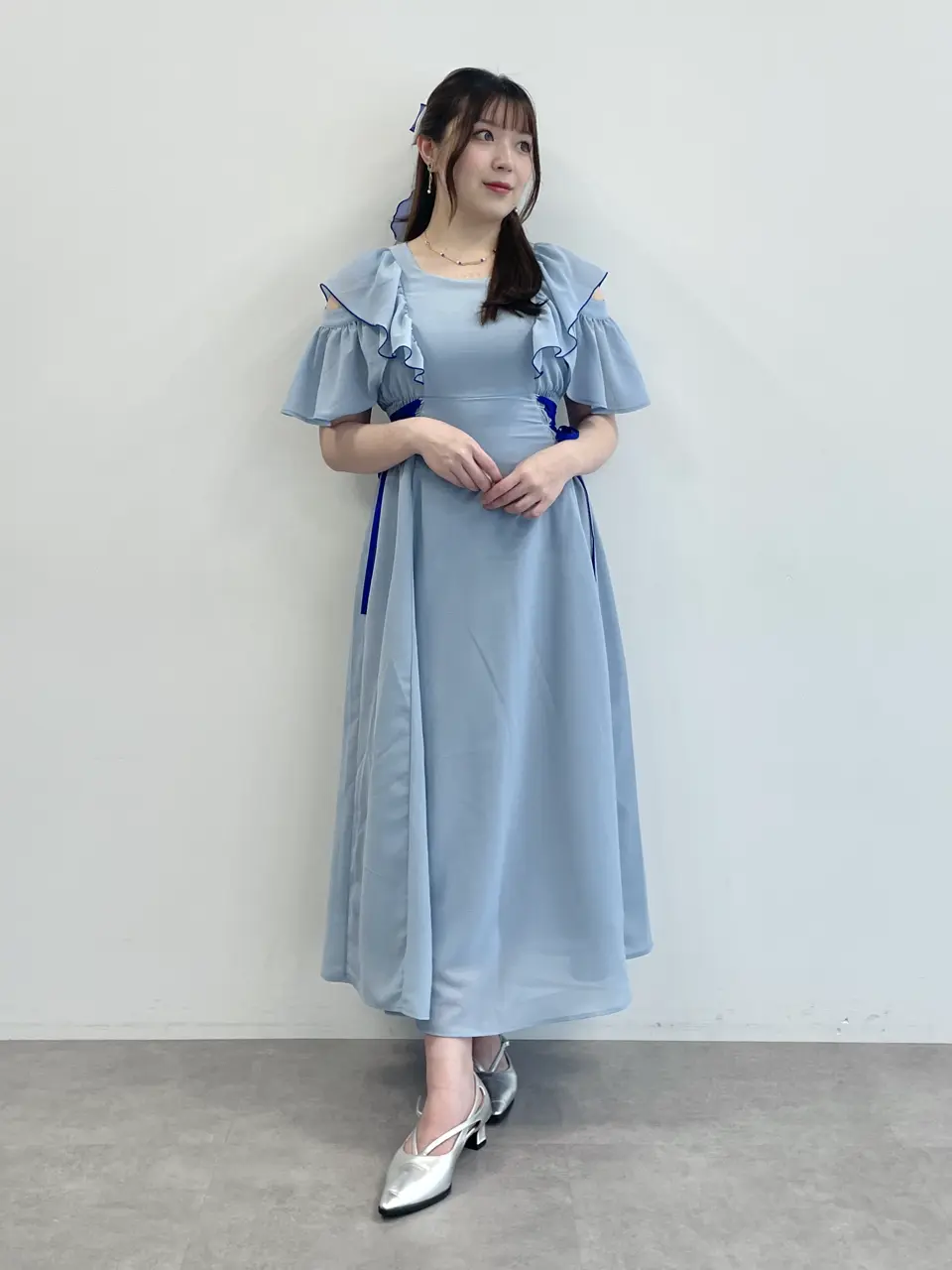 okappalover ♡ 刺繍のリボン リング & バレッタ セット　静脈の青 KAITO イメージ リボンバレッタ/earth music&ecology Japan Label