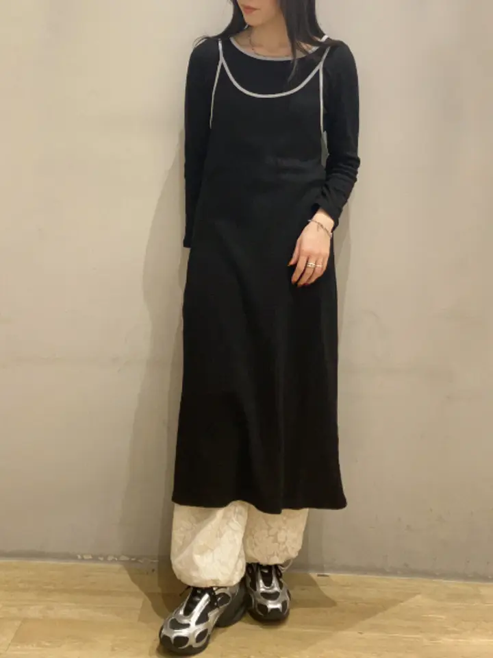 新品未使用タグ付★HERMES★バイカラー★コットン★ワンピース 2点SET】レイヤードバイカラーカットワンピース/earth music&ecology