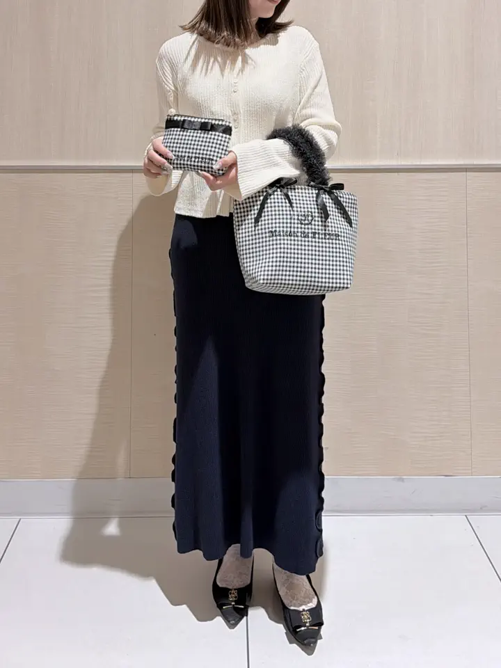 Maison de FLEUR canone♡優しい雨のギンガムブラウス 黒 ギンガムチェックボウタイブラウス/le.coeur blanc(ルクールブラン