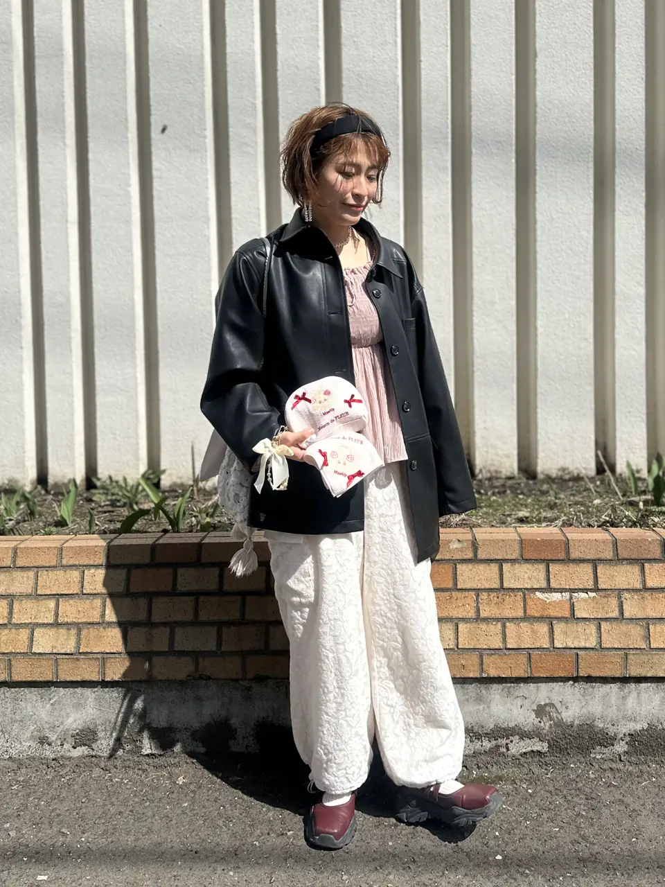 ツイードラウンドポーチ マホイップ/Maison de FLEUR（メゾン ド