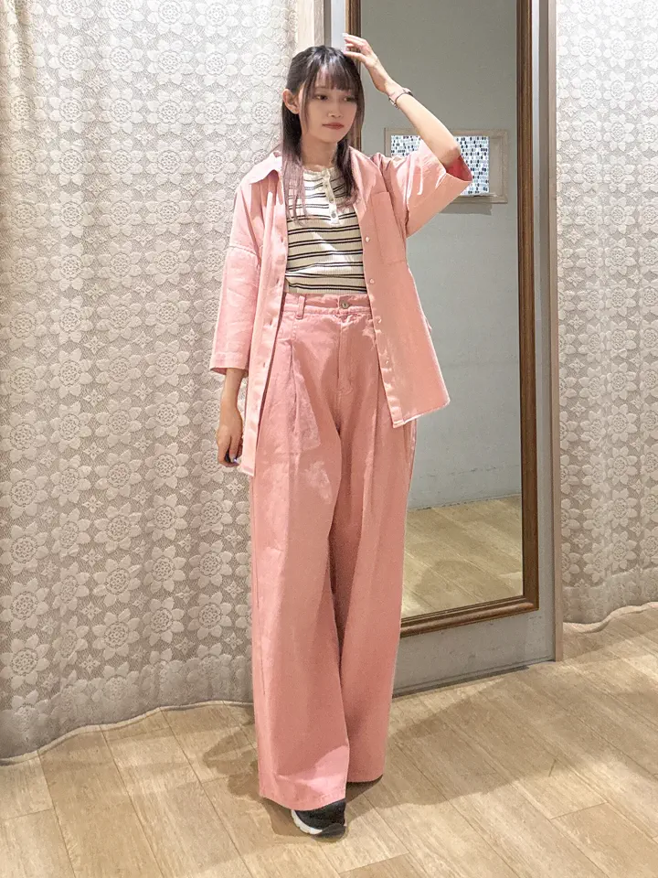 【極美品】ビームスジャパン ヘンリーネック クルーネック 2枚セット ピンク 0 極美品】ビームスジャパン ヘンリーネック クルーネック 2枚セット