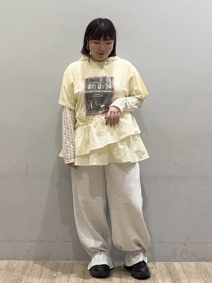 異素材ドッキンググラフィックTシャツ/earth music&ecology（アース