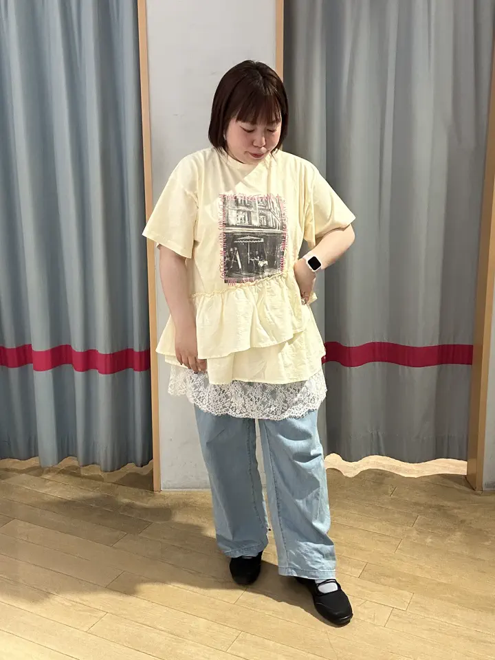 異素材ドッキンググラフィックTシャツ/earth music&ecology（アース