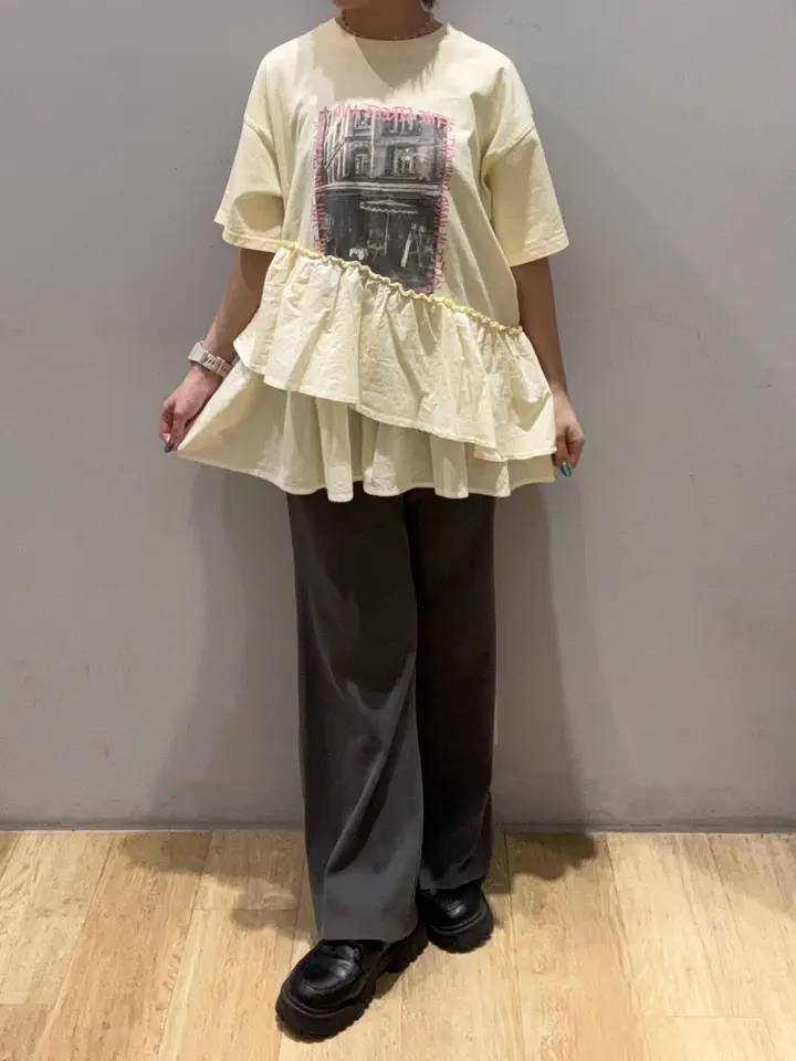 異素材ドッキンググラフィックTシャツ/earth music&ecology（アース