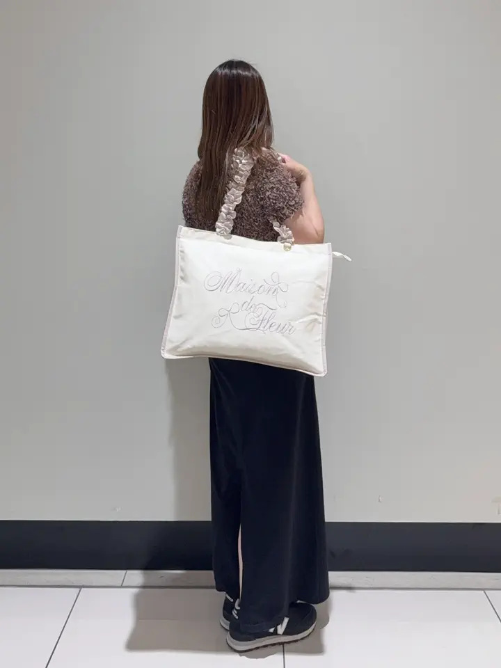 ロゴ刺繍フリルハンドル帆布キャリーオンバッグ/Maison de FLEUR