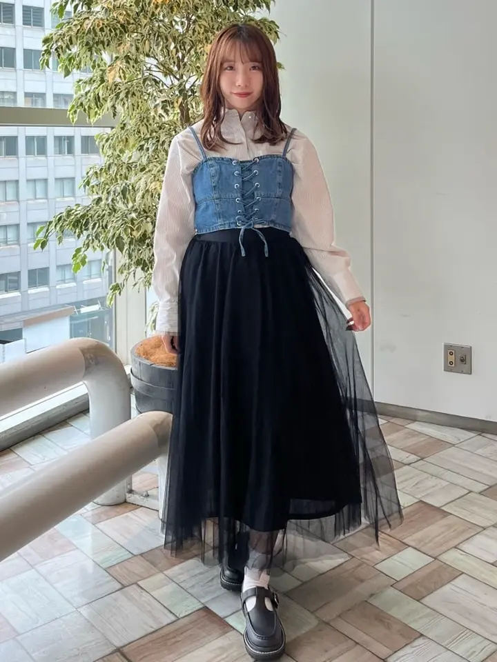 レースアップデニムビスチェ/earth music&ecology（アース