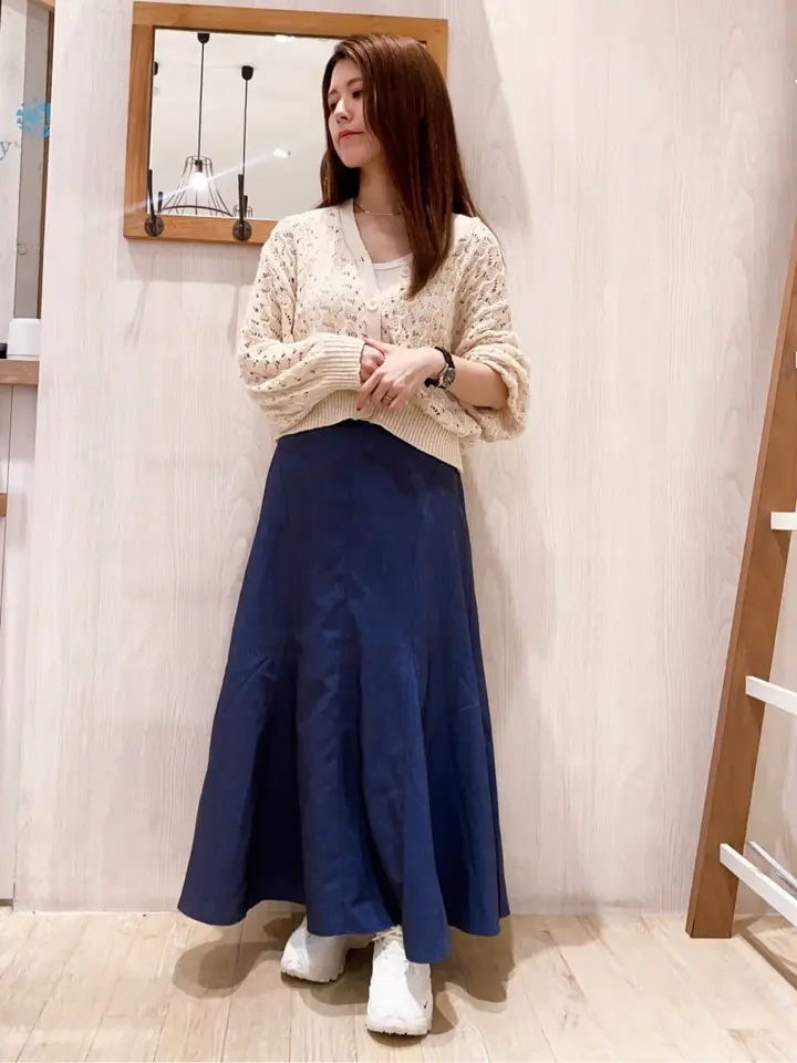 スラブコットンレース編みカーディガン/earth music&ecology（アース