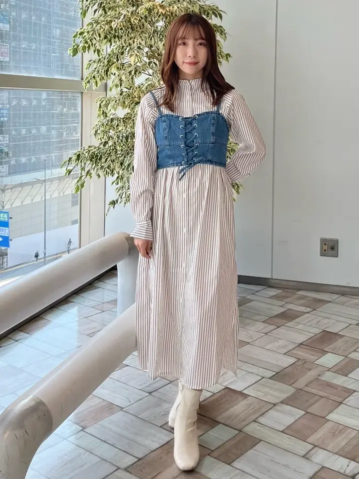 レースアップデニムビスチェ/earth music&ecology（アース