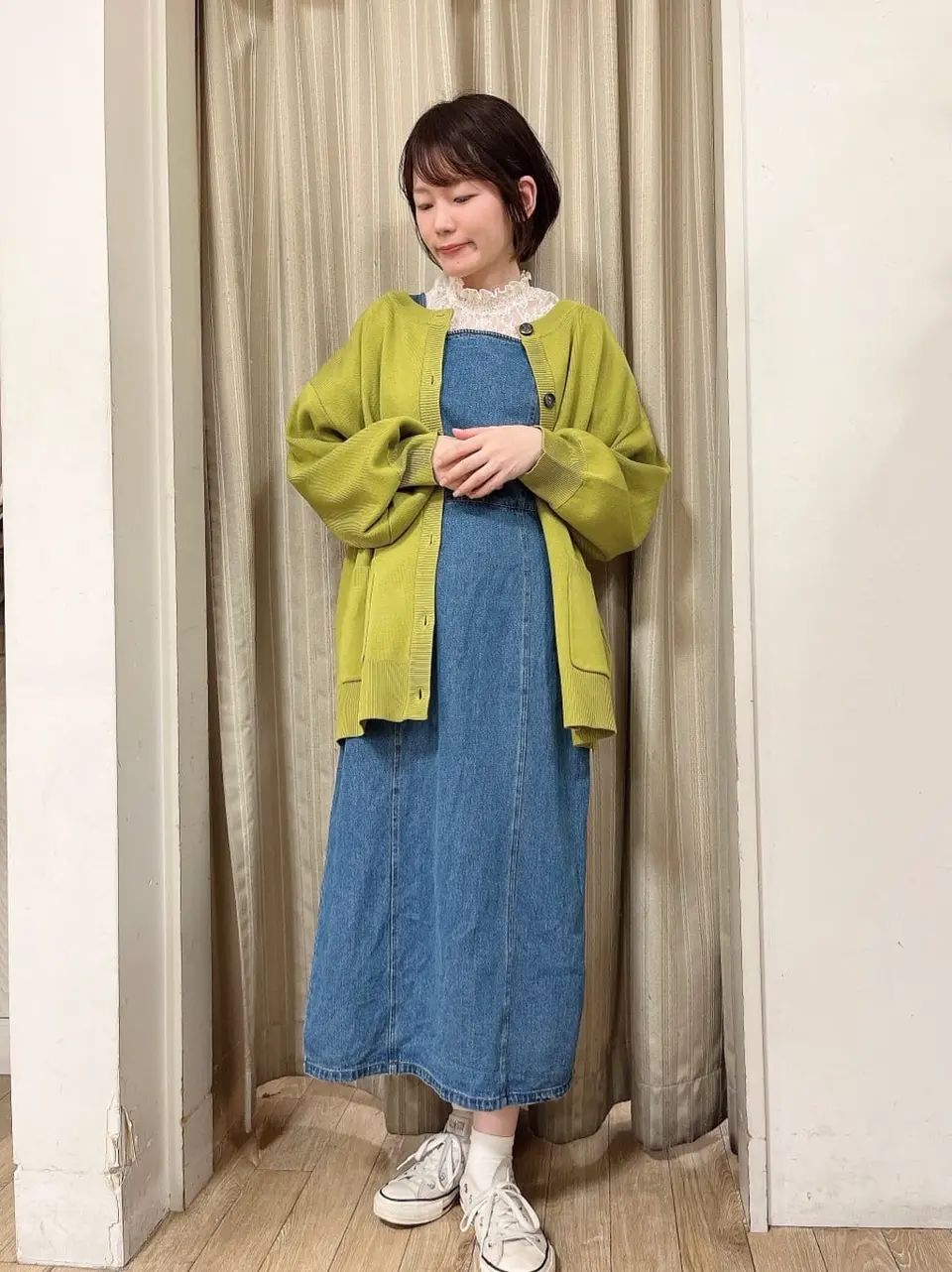 スクエアネックデニムワンピース/earth music&ecology（アース