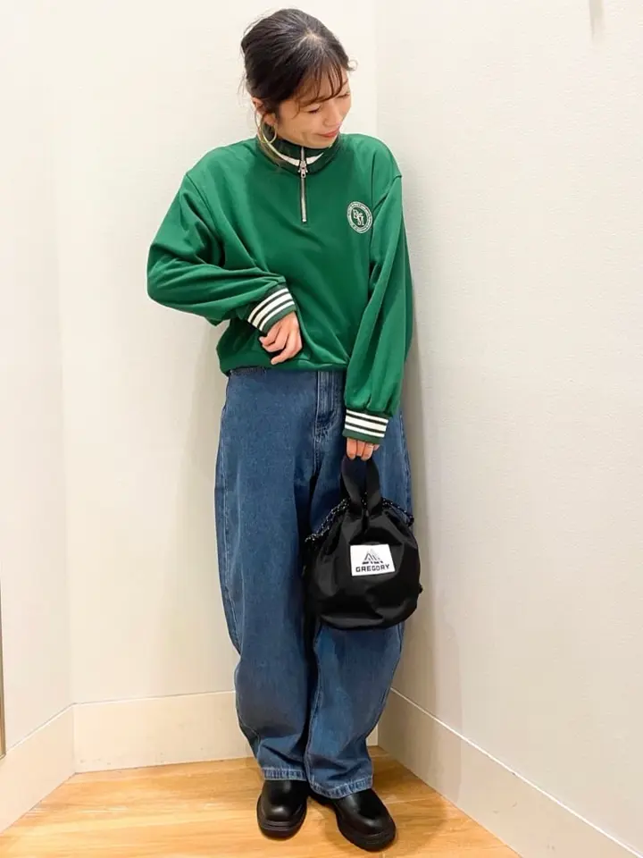 ハーフZIPサークルロゴ刺繍裏毛プルオーバー/earth music&ecology