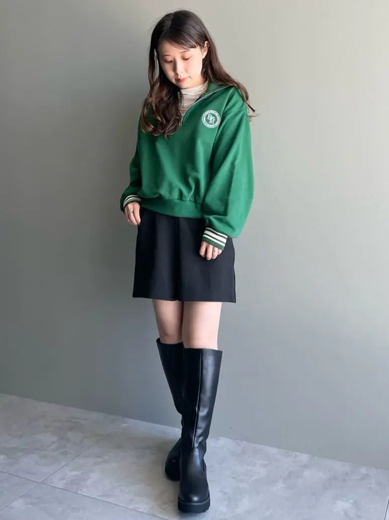 ハーフZIPサークルロゴ刺繍裏毛プルオーバー/earth music&ecology