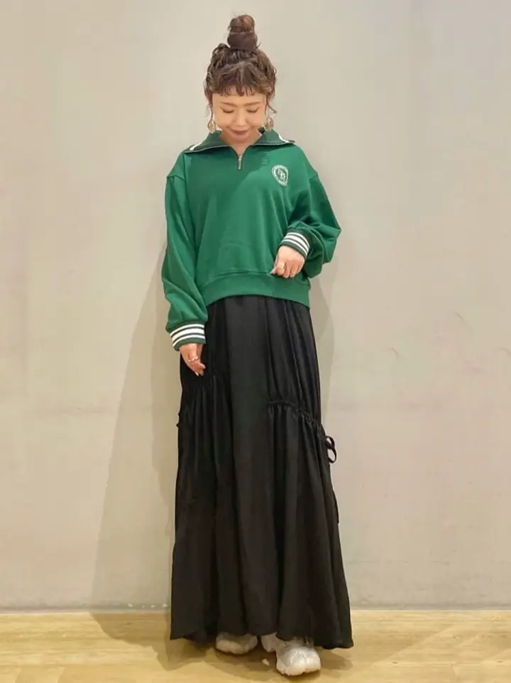 ハーフZIPサークルロゴ刺繍裏毛プルオーバー/earth music&ecology