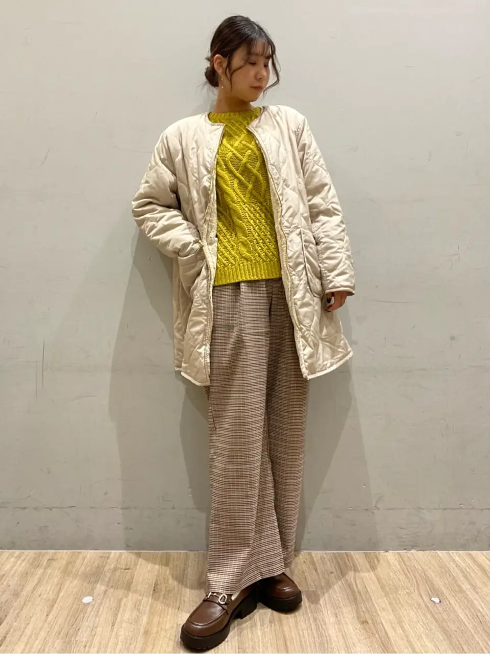 ファー&キルティングリバーシブルコート/earth music&ecology（アース