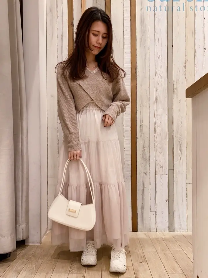 レースVネックテレコインナー/earth music&ecology（アース