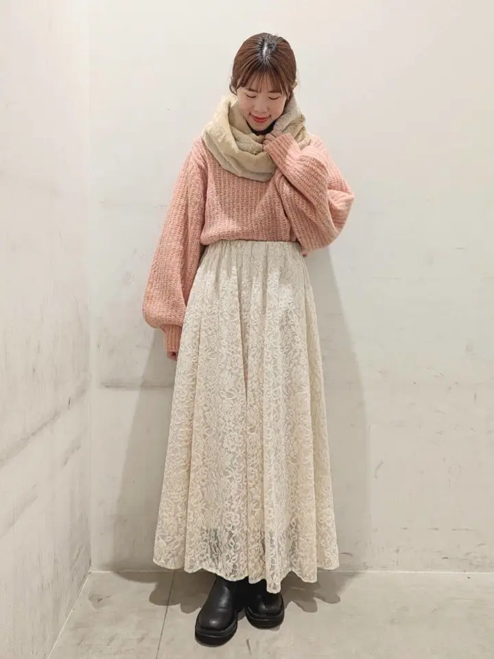 起毛レースフレアスカート/earth music&ecology（アース ミュージック