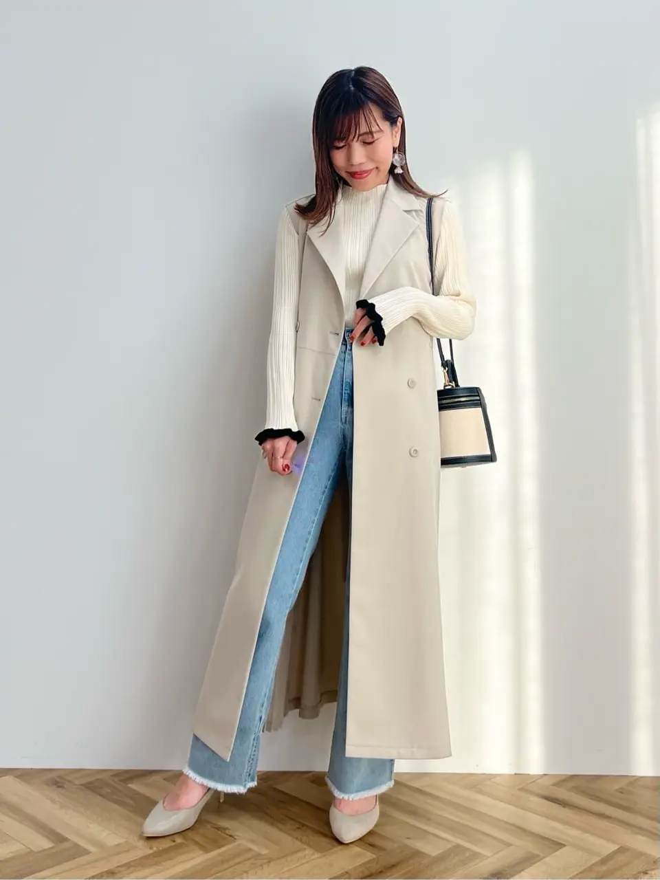 サイドプリーツジレンチ/earth music&ecology（アース ミュージック