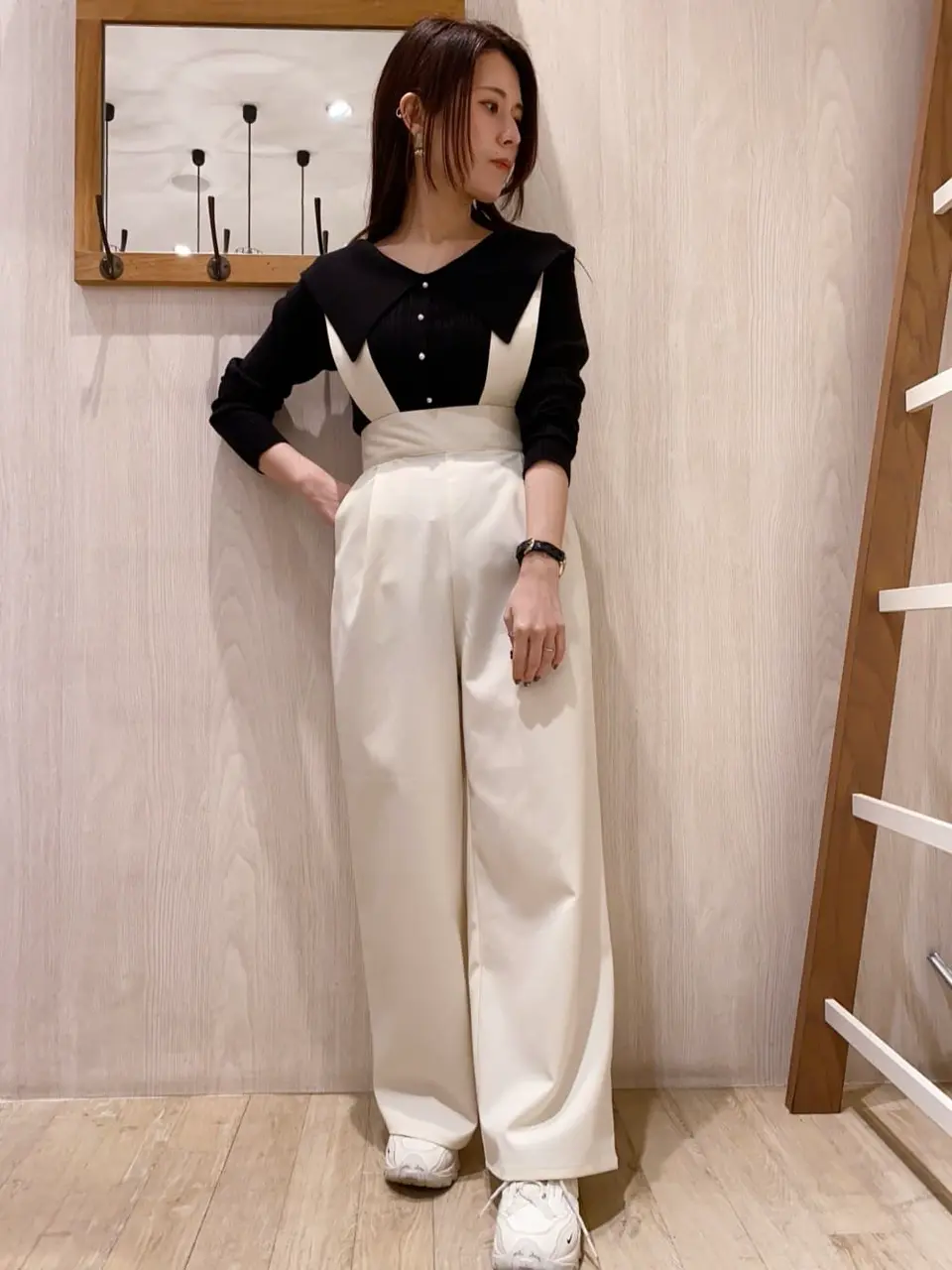 2wayビッグカラーニットプルオーバー/earth music&ecology（アース