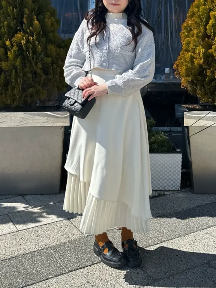 新品同様　MARK&LONA ホワイトプリーツスカート36 プリーツドッキングスカート/earth music&ecology（アース