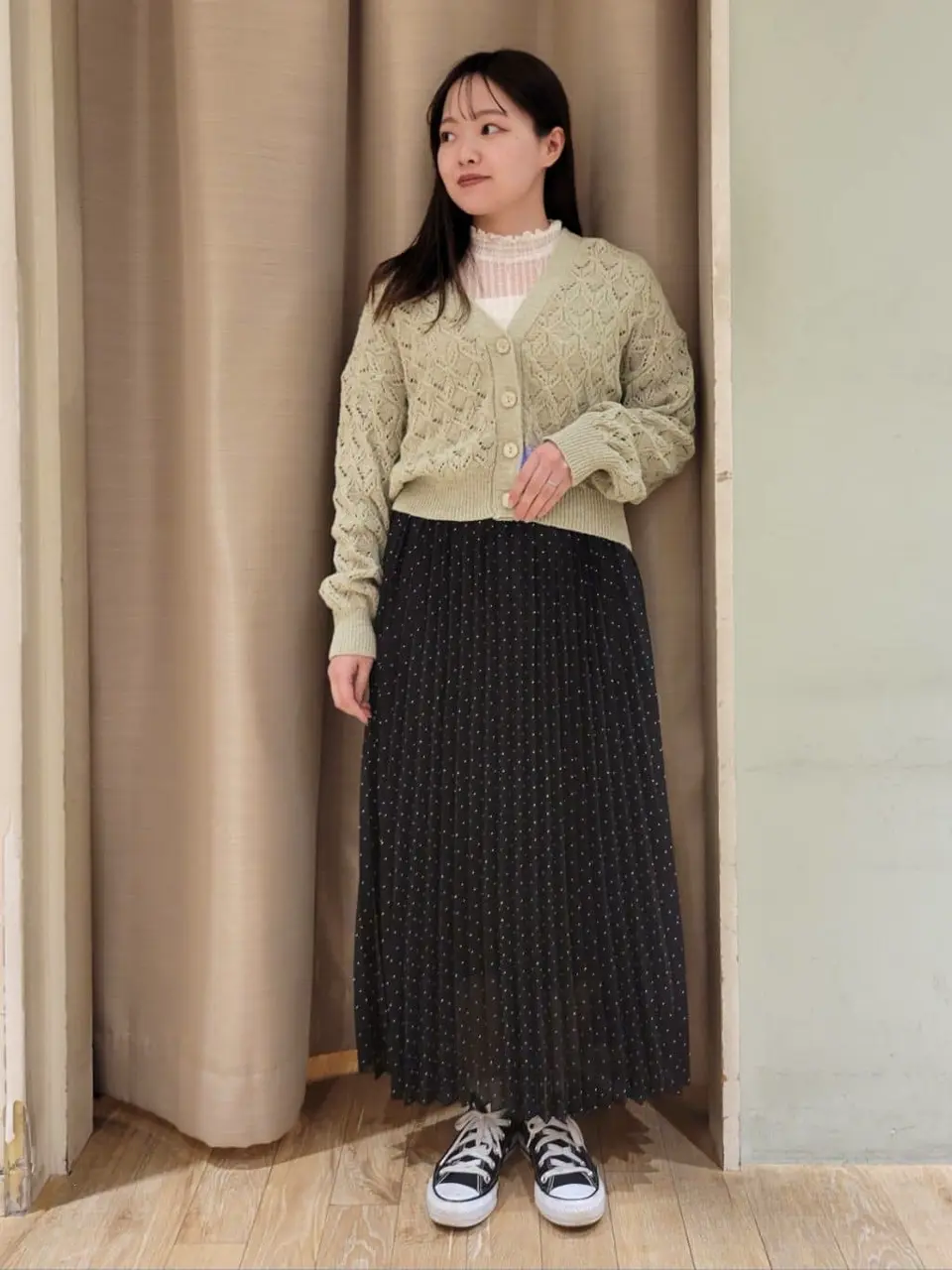 スラブヤーンすかしニットカーディガン/earth music&ecology（アース