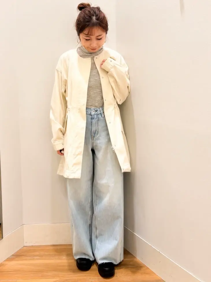 ノーカラーミドルモッズコート/earth music&ecology（アース