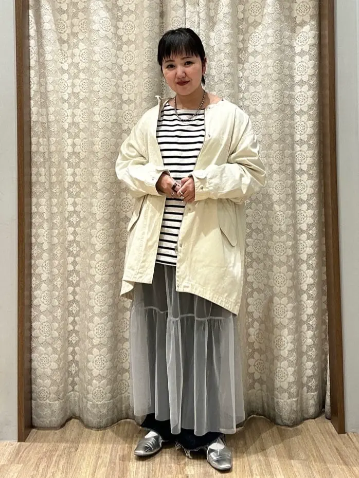 ノーカラーミドルモッズコート/earth music&ecology（アース